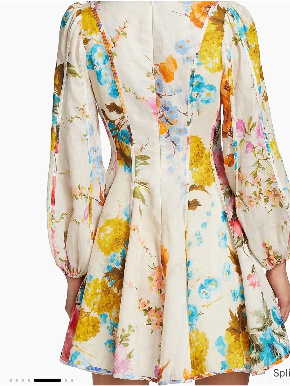 Zimmermann Halcyon Panneled Floral V-Neck Mini Dress in Cream AU 0/ US 4 NWT - Picture 3 of 16